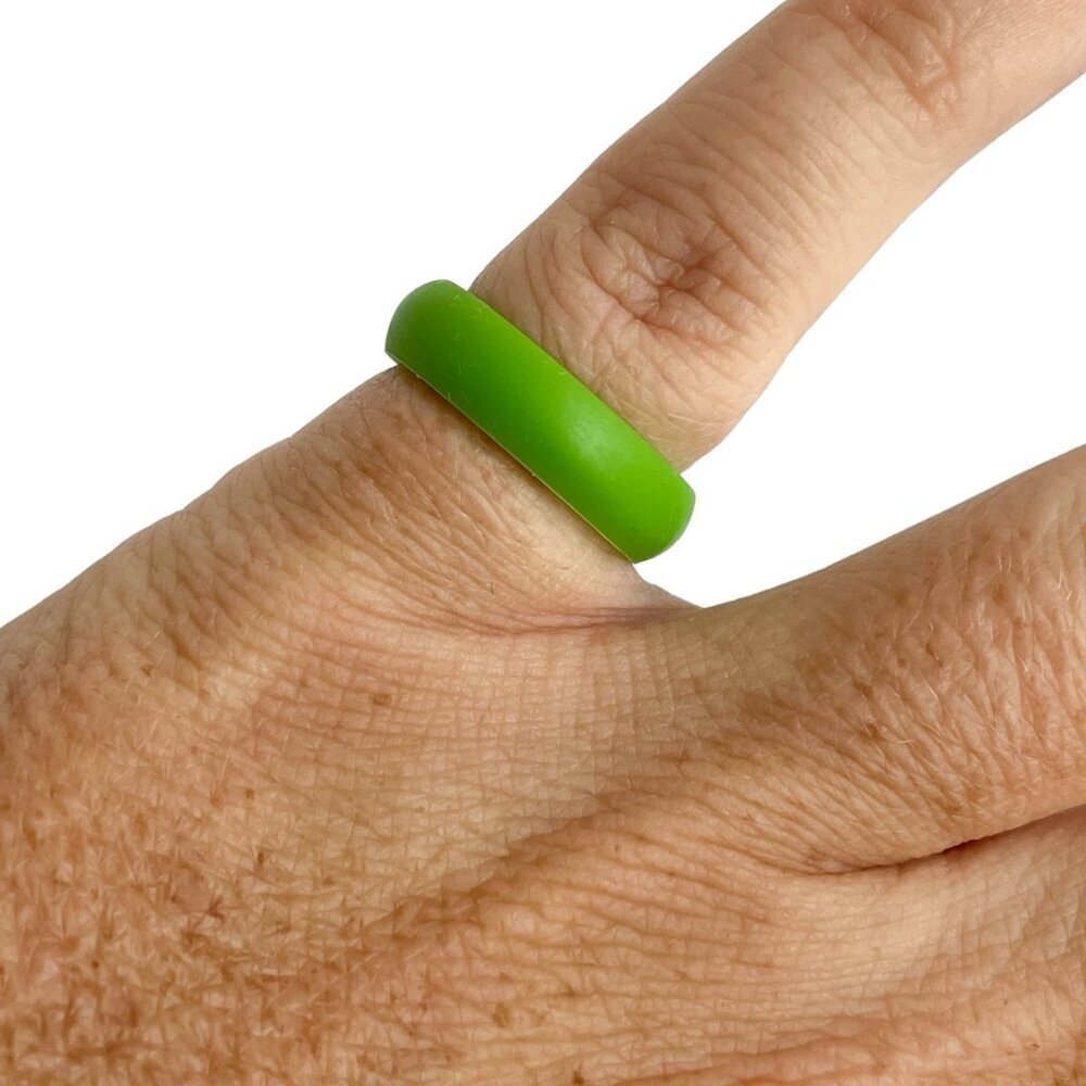 Qalo Silicone Wedding Band Ring,‎ Green  - Size 6
